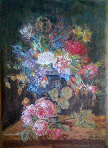 Flowers In A Vase Dry Pastel on paper 28in x 37in